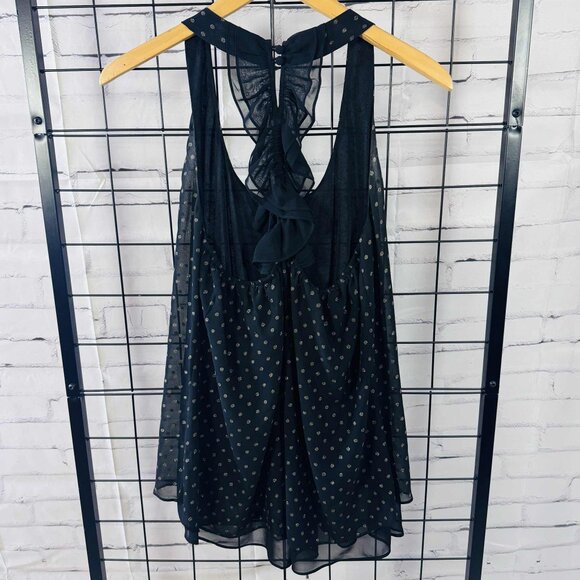 Bisou Bisou Black Polka Dot Sleeveless Chiffon Top – Size M - Picture 2 of 4